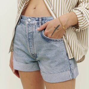 Reformation Charlie Cuffed High Rise Jean Shorts